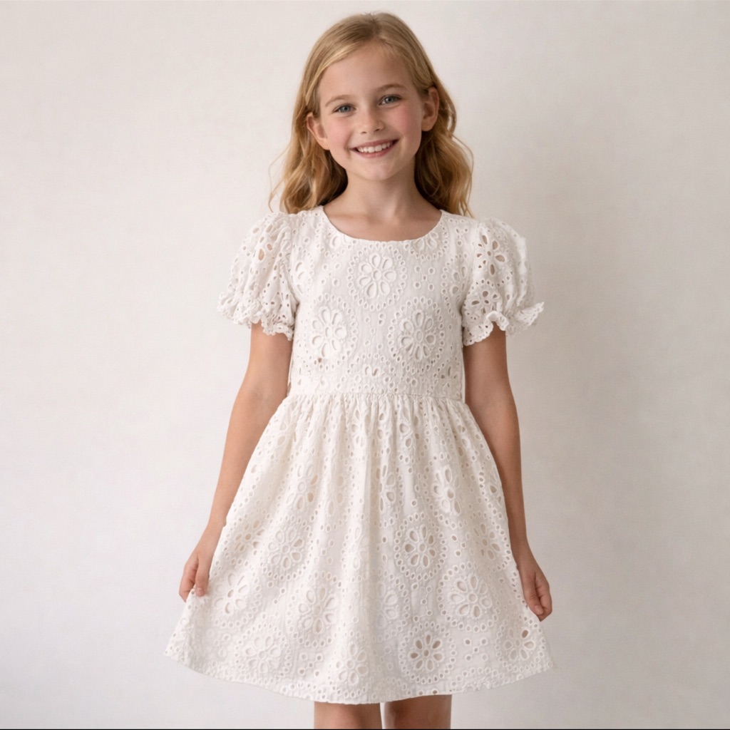 Gb Girls White Eyelet Lace Dress Size 10 Nwt Cotton Easter Flower Girl Dress